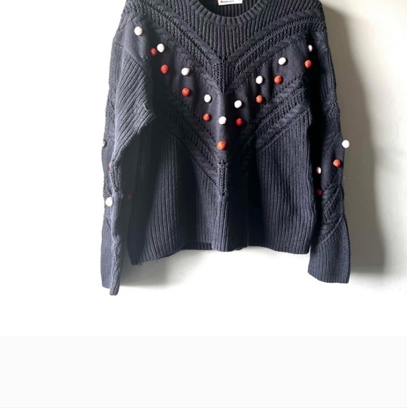 Marine layer Anne Chevron Pom Crew Sweater - Picture 2 of 6